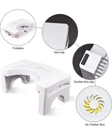 Eyourlife 7 Inch Folding Toilet Stool - Foldable Squatting Step for Adults - Bathroom Foot Rest - White | 2 Pounds - Buy Online on SooperMarket.com