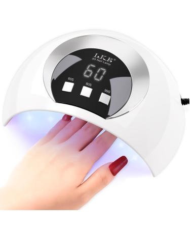 Kisspet UV Nail Lamp 54W UV Lamps for Gel Nails with 3 Timer Auto Sensor LCD Screen USB Plug Led Nail Lamp Nail Dryer Nail Lamp Gel Nail Lamp Portable Nail UV Lamp White 8*13 cm-White