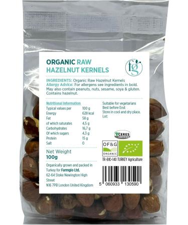 Farmgio Organic Raw Hazelnut Kernels 5 x (100 g) | Vegetarians & Vegans | Certified Organic Agriculture | Zero Preservatives or Additives! - Buy Online on SooperMarket.com