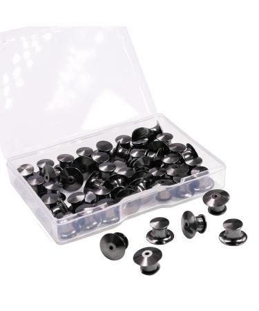 SUBANG 30 Pieces Metal Pin Backs Locking Pin Keepers Locking Clasp with Storage Case Black 30