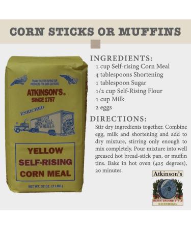 Atkinson's Yellow Self-rising Corn Meal 2 lbs. - Premium Quality Corn Meal for Baking and Cooking - Buy Online on SooperMarket.com