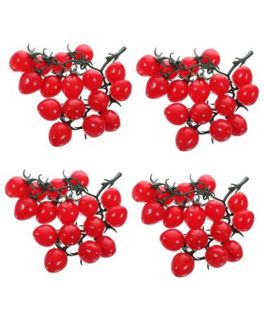 Ciieeo 4pcs String Simulated Cherry Tomatoes Kids Educational Toy Simulation Realistic Foam Food Mini Toys Decorative Cherry Tomatoes Faux Pvc Red Child Household Small Tomatoes Redx4pcs 18X16CMx4pcs