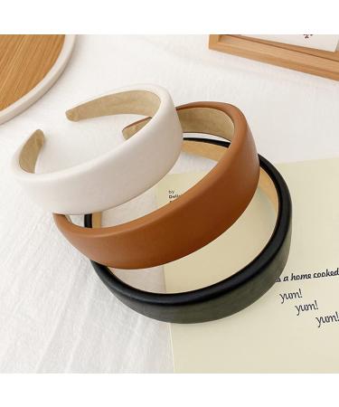 3 Pack Wide PU Padded Headbands for Women - Fashionable and Comfortable Hair Accessories - Buy Online on SooperMarket.com