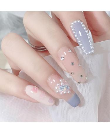 Nail Rhinestones and Pearls 2 Boxes 3D Nail Charms Flat Back Clear AB Crystal Nail Art Rhinestones Gems White Nail Pearls for Nail Art Decoration DIY Crafts (G) - Buy Online on SooperMarket.com