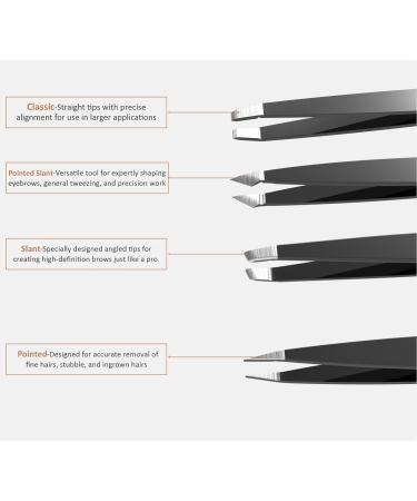 Beautylaa Professional Anti-Rust Stainless Steel Tweezers for Men and Women - Precision Sharp Tweezer Set for Eyebrows and Facial Hair with Travel Case - 4 Pack - Buy Online on SooperMarket.com