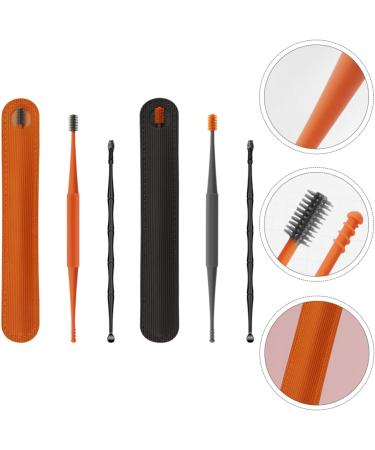 Professional Double-End Earwax Removal Tool Set - Spiral Remover with Storage Pick - Orange Dark Grey - 4 Sets - Buy Online on SooperMarket.com