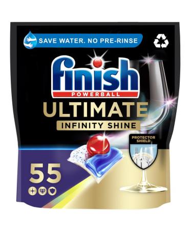 Finish Ultimate Infinity Shine Dishwasher Tablets Bulk Scent : Fresh Size : 55 Dishwasher tabs For Ultimate Clean and Diamond Shine