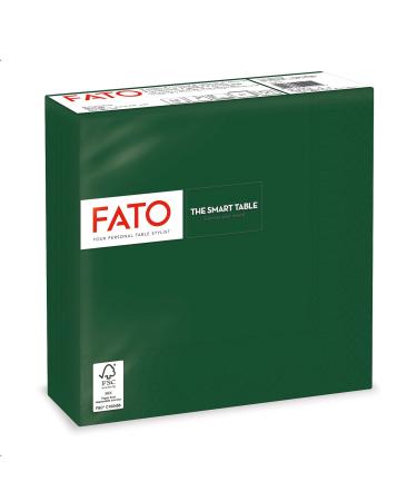 Fato disposable paper napkind ideal for informal lunch and buffets pack with 50 napkins size 33x33 4-folded 2-layer forest green 100% pure cellulose paper FSC certified