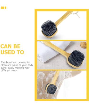 FRCOLOR Loofah Handle Back Scrubber - Silicone Brush for Exfoliation & Massage - Buy Online on SooperMarket.com