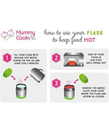 Mummy Cooks Insulated Children's Food Flask 300ml (Pink) | Free Stickers - Buy Online on SooperMarket.com