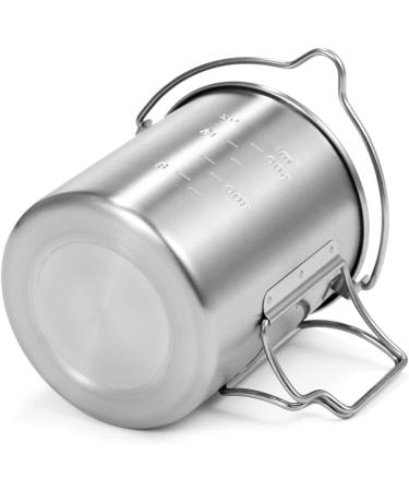 Lixada 750ml Stainless Steel Camping Cup Pot with Foldable Handles and Lid - Ideal for Outdoor Camping, Hiking, and Backpacking - Buy Online on SooperMarket.com