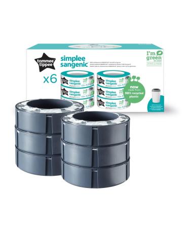 Tommee Tippee Refill Cassettes for Simplee Sangenic Nappy Bin Antibacterial Protection 6-Pack 6 pieces (1 pack)