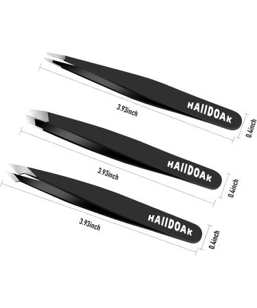 Professional Stainless Steel Tweezers Set for Eyebrows and Facial Hair Removal - 3.8inch Black (3 Count) | Precision Tweezers for Splinters and Ingrown Hairs - Buy Online on SooperMarket.com