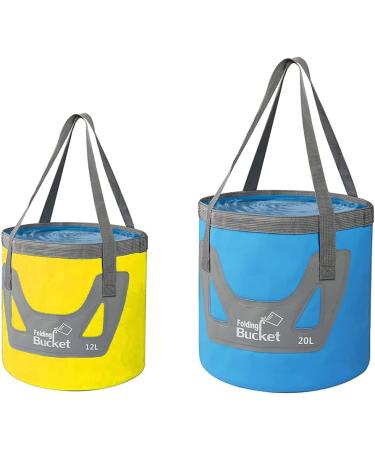 IFWELL Collapsible Bucket 5 Gallon Portable Folding Basin Pail - Blue Yellow 20L-12L - Buy Online on SooperMarket.com