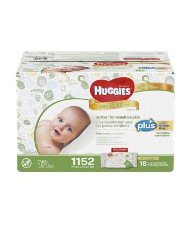 Huggies Natural Care Plus Baby Wipes 1 152 ct - Hypoallergenic with Aloe & Vitamin E - Fragrance-Free & Alcohol-Free