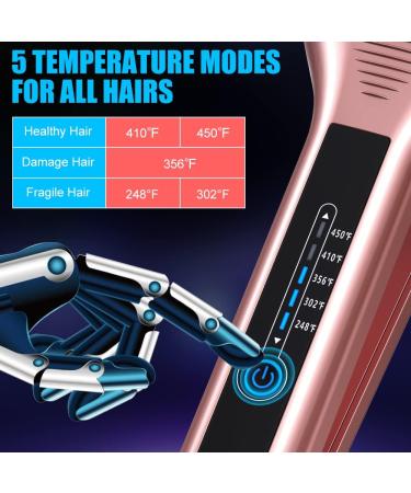Bcway Professional Hair Straightener - Extra-Large Titanium Flat Iron - 30s Instant Heating - 5 Adjustable Temp - Anti-Static - Rose Gold - Buy Online on SooperMarket.com