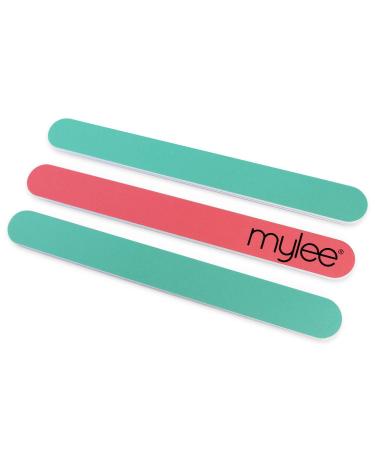 Mylee Double-Sided Nail Files (Pack of 3) Professional Manicure Prep Tool to Shape and Repair 180/240 Grit to File and Contour Suitable for Acrylic Natural Nails and Gel Polish Removal