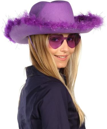 Funcredible Purple Cowgirl Hat with Glasses | Western Rodeo Costume Accessories for Women, Girls, and Kids - Buy Online on SooperMarket.com