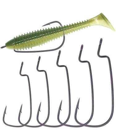 Ewg-Hooks-for-Bass-Fishing-Texas-Rig-Hooks-Offset-Extra-Wide-Gap-Plastic-Worm-Hook Set Freshwater Bass Rubber Worms Bulk Big Fish Swim Bait Lures Hook Kit 1/0 2/0 3/0 6/0 25 - 50 Pack 2/0 25 Pack