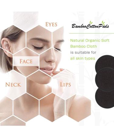 Organic Bamboo Makeup Remover Pads - 10 Pack Black Washable Cotton Rounds with Laundry Bag - Gentle Facial Cleansing Wipes for All Skin Types - Buy Online on SooperMarket.com