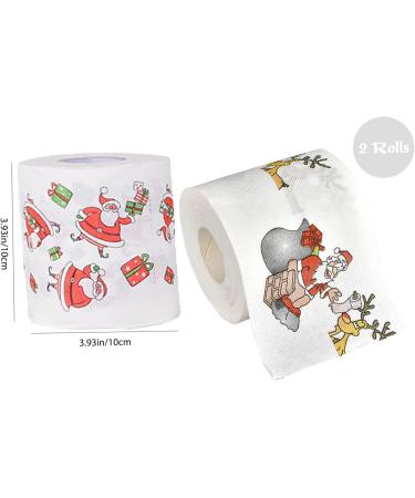 2 Rolls Christmas Toilet Paper Santa Claus Printed Christmas Toilet Roll Funny Merry Xmas Toilet Paper Bulk for Bathroom Decor Stocking Stuffers Party Favors - Buy Online on SooperMarket.com