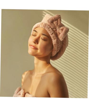 MAGICLULU Coral Fleece Hair Drying Cap Fast Drying Cap Shower Water Absorption Hair Cap Pink Princess Hat Hedging - Buy Online on SooperMarket.com