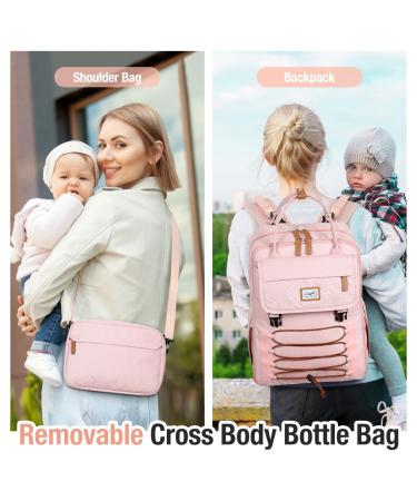 Tonyee Wrap Backpack - Stylish Diaper Bag with Removable Bottle & Diaper Pad Travel Essentials for Moms & Dads - Rosa - Buy Online on SooperMarket.com