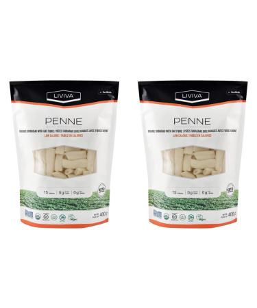 LIVIVA Organic Shirataki Konjac Penne (2 Pk) Diabetic-Friendly Low Carb Low Calorie Pasta Noodles Ready to Serve No Odor Certified Non-GMO Gluten Free Vegan Plant-Based Keto Kosher Halal