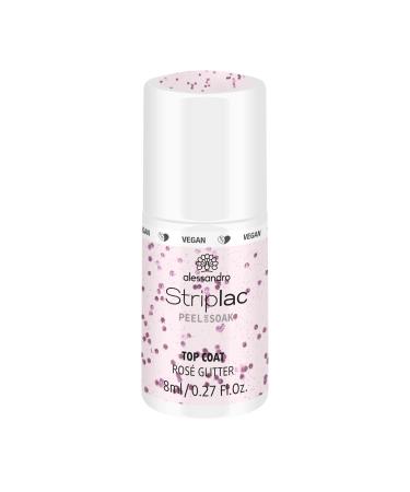 Alessandro Striplac Peel Or Soak - Top Coat Rosa Glitter - Vegan - LED nail polish Top Coat Rosa - For perfect nails in 15 minutes 8ml pink 8 ml (1 Pack)