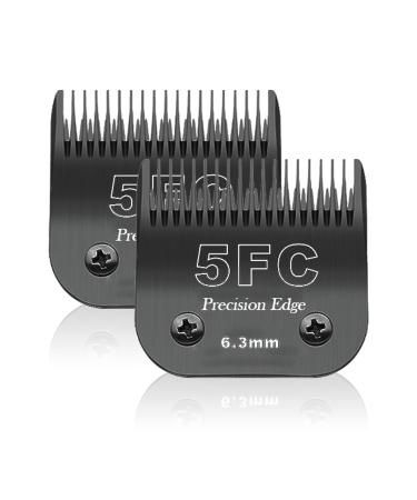 Dog Grooming Replacement Blade Compatible with Heiniger / Moser Max45 / Andis / Oster A5 / Wahl 10km Series Dog Clippers Size 5F 1/4" Cutting Length 2 Units Black 5F-6.3 mm (2 sets)