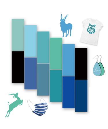 FANGZHIDI Infusible Transfer Ink Sheets 12 pcs Solid Color Bundle Pre-Printed Dyed Sublimation Paper 4.5 X 12 Iron on T-Shirt and Mug (Blue)