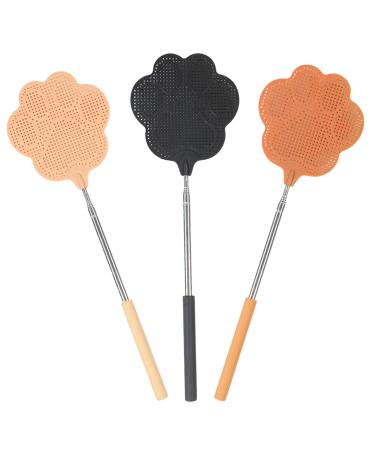 Fly Swatter for Indoors Extendable Fly Swatter 3Pcs Fly Swatter Manual Paw-Shaped Flyswatter Heavy Duty Fine Mesh PP Stainless Steel Fly Swatter for Indoors