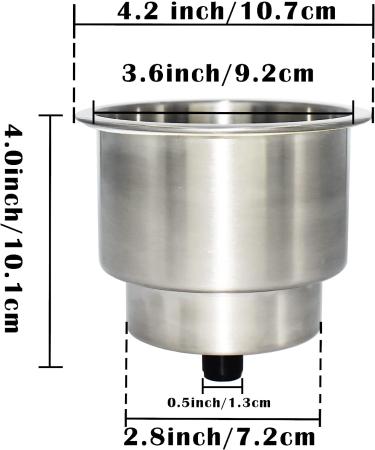 Yuanhe Stainless Steel Cup Drink Holder 2pcs with Drain for Marine Boat RV Camper - Buy Online on SooperMarket.com