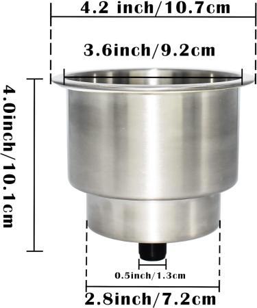 Yuanhe Stainless Steel Cup Holder Insert with Drain for Marine Boat RV Camper - 8PCS - Buy Online on SooperMarket.com