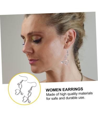 PRETYZOOM Heart Hoop Earrings for Women - Silver Ear Pendant Decor for Nurses & Medical Professionals | Delicate Alloy Jewelry - Buy Online on SooperMarket.com