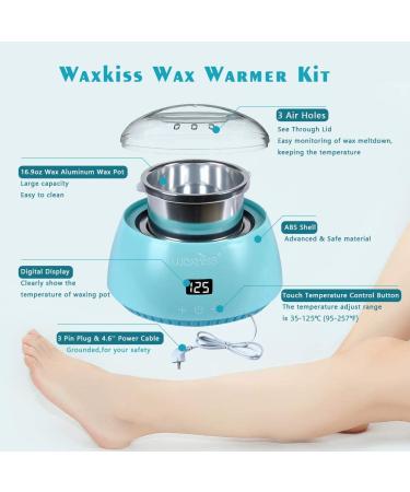 Waxkiss Electric Hot Wax Warmer Machine - Touch Control Display, Teal Green - Hair Removal Wax Heater for Hard Wax Melting - Buy Online on SooperMarket.com