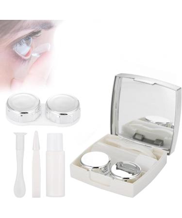 Mini Contact Lens Case Travel Bag - Portable Eye Care Set with Mirror | 3 Colors Available (White) - Buy Online on SooperMarket.com