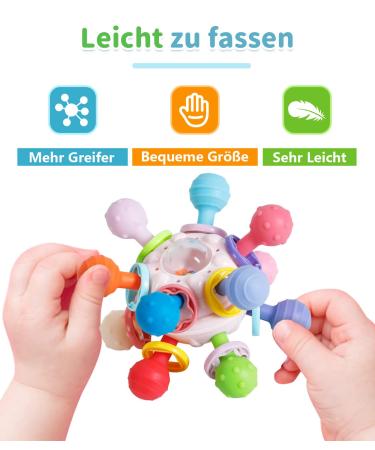 KMMIFF Baby Bite Toy - BPA-Free Silicone Teether Ring & Dental Aid Soft Teeth Toys for 3+ Months Pink | Perfect Baby Gift - Buy Online on SooperMarket.com