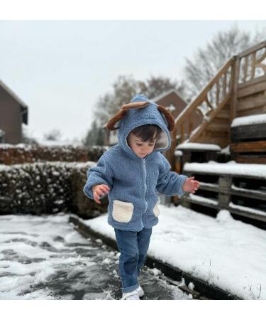 Volunboy Baby Boys Fleece Hooded Jacket - Toddler Full Zip Cartoon Coat, 3-4 Years Blue - Buy Online on SooperMarket.com