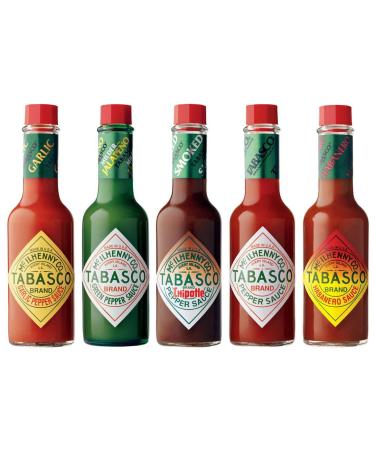Tabasco Pepper Sauce 60ml - Set of 5 Flavours | Red | Green | Habanero | Chipotle | Garlic