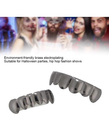 Shiny Teeth Hip Hop Prop Teeth Accessory Halloween Party & Hip Hop Fashion Brass Material Silicone Grooves Tweezers Fashionable & Luxury Appearance (Glossy black suit (real Glossy Black Suit (Real Gold Plating) - Buy Online on SooperMarket.com