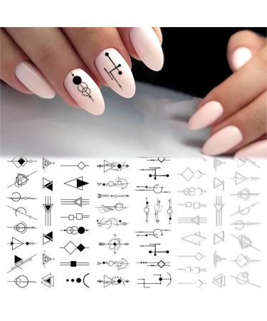 Geometric Heart & English Letter Nail Art Stickers - 6 Sheets - Buy Online on SooperMarket.com
