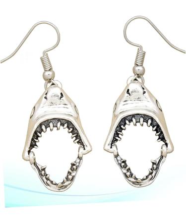 PACKOVE Sterling Silver Earrings 1 pair Earbobs Woman Earrings Girl Fashion Eardrop Mouth Shark for Silver Dress Dangler Night - Buy Online on SooperMarket.com