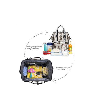 Pipi Bear Diaper Bag Backpack | Stylish Jacquard Maternity Nappy Bag for Mom and Dad with Changing Pad - Cream - Buy Online on SooperMarket.com