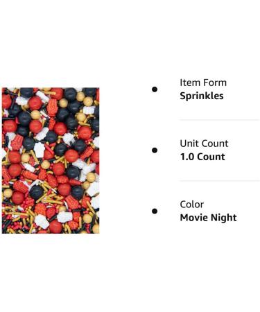Movie Popcorn Sprinkles Edible Red and Black Confetti Cake Sprinkles Hollywood Movie Red Carpet Sprinkles for Cupcake Decorating Pearls Quin - Movie Cinema Sprinkles for Cake Decorating Decorations Movie Night - Buy Online on SooperMarket.com