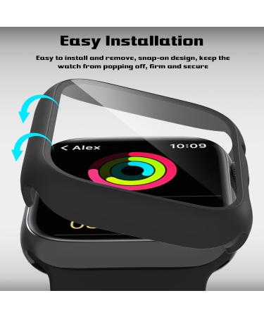 2 Pack Hard PC Case & Tempered Glass Screen Protector for Apple Watch Series 8/7 45mm - Black, Anti-Scratch Ultra-Thin Cover by EWUONU - Buy Online on SooperMarket.com
