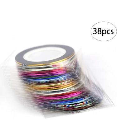 38 Rolls Nail Striping Tape Line Multicolor Rolls Striping Tape Line Nail Art Decoration Sticker Diy Nail Tip Mixed Colors - Buy Online on SooperMarket.com