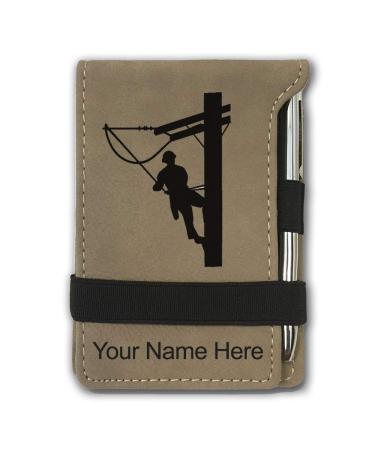 LaserGram Mini Padfolio with Notepad and Pen Lineman Personalized Engraving Included (Light Brown)