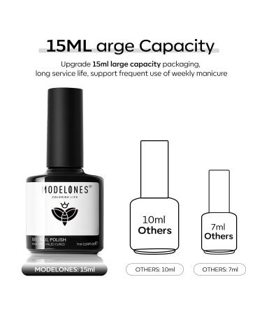 Modelones 15ML Black Gel Nail Polish - Pure Black Fall Color Soak Off Nail Art for Halloween - Perfect Home Manicure Gift for Women & Girls - Buy Online on SooperMarket.com