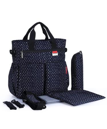 Insular Multifunctional Waterproof Mummy Shoulder Bag Diaper Bag Chic Nappy Changing Bag Tote/Messenger Style Large Light Weight with Changing Mat Adjustable Straps (4pcs Blue)
